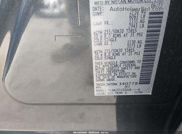 5N1DL1HT0NC340778 2022 INFINITI QX60 Gray Вид підкапотного простору