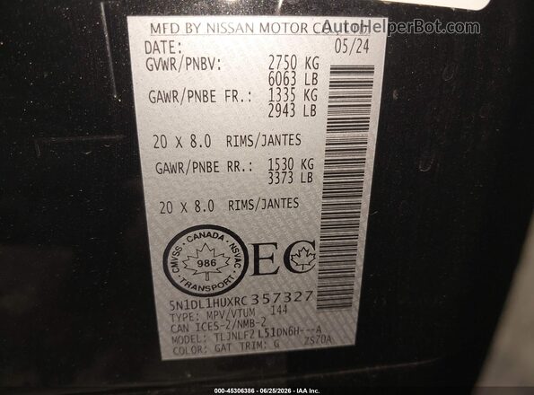 5N1DL1HUXRC357327 2024 INFINITI QX60 Black ძრავის განყოფილების ხედი