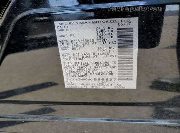 5N1DR2MM0HC686837 2017 NISSAN PATHFINDER Charcoal 