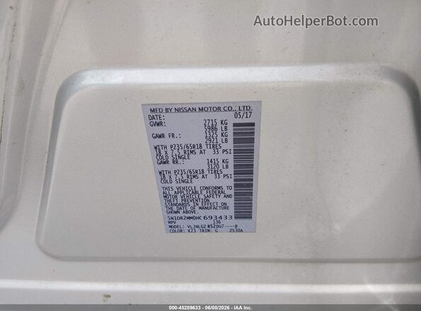 5N1DR2MM0HC693433 2017 NISSAN PATHFINDER Серебряный Вид подкапотного пространства