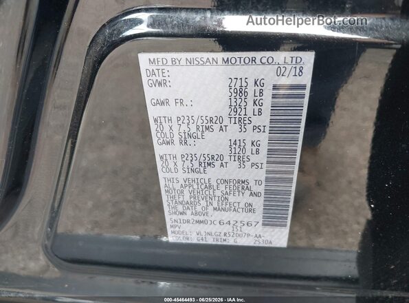 5N1DR2MM0JC642567 2018 NISSAN PATHFINDER Черный Вид подкапотного пространства