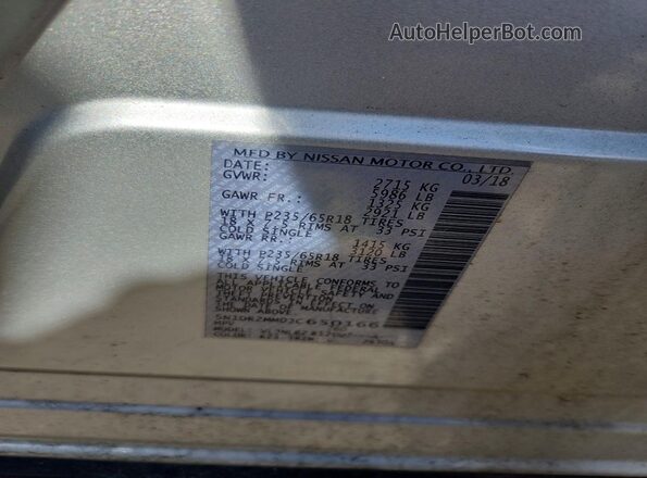 5N1DR2MM0JC650166 2018 NISSAN PATHFINDER Silver VIN კოდის სტიკერის ხედი