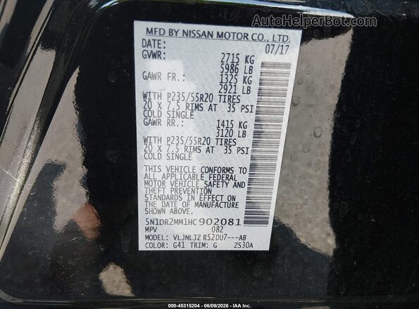 5N1DR2MM1HC902081 2017 NISSAN PATHFINDER Black 