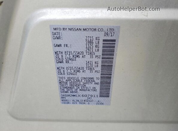 5N1DR2MM1JC607911 2018 NISSAN PATHFINDER Silver 