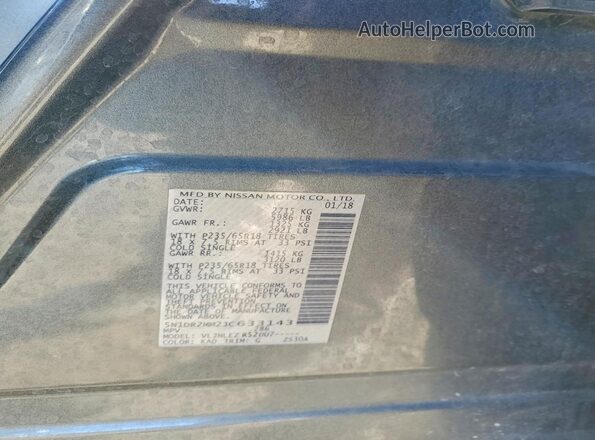 5N1DR2MM2JC633143 2018 NISSAN PATHFINDER Gray Engine compartment view