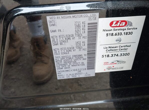 5N1DR2MM2JC665218 2018 NISSAN PATHFINDER Black Widok komory silnika