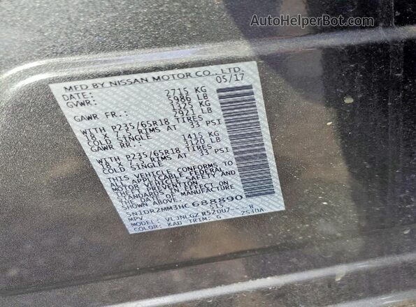 5N1DR2MM3HC688890 2017 NISSAN PATHFINDER Gray Engine compartment view