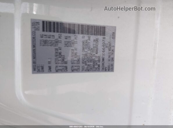 5N1DR2MM7JC664078 2018 NISSAN PATHFINDER White Շարժիչի բաժամունքի տեսք