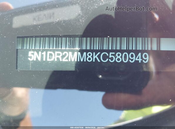 5N1DR2MM8KC580949 2019 NISSAN PATHFINDER Silver 