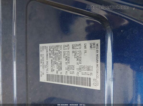 5N1DR2MN0HC902761 2017 NISSAN PATHFINDER Blue Շարժիչի բաժամունքի տեսք