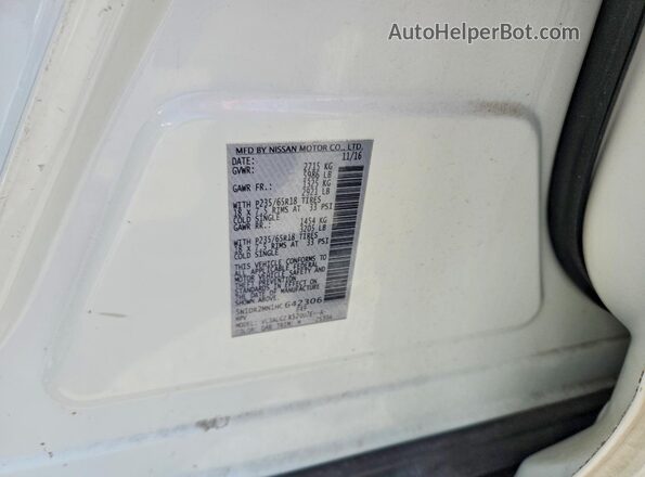 5N1DR2MN1HC642306 2017 NISSAN PATHFINDER Белый Панорамный вид салона 360°