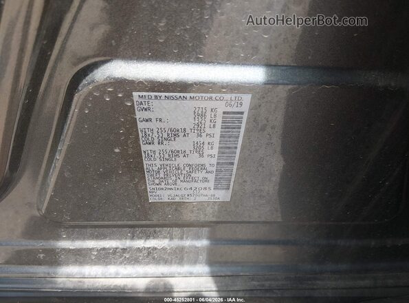5N1DR2MN1KC642085 2019 NISSAN PATHFINDER Серый Вид подкапотного пространства