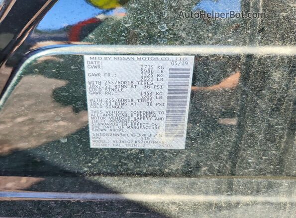 5N1DR2MN3KC634375 2019 NISSAN PATHFINDER Green 