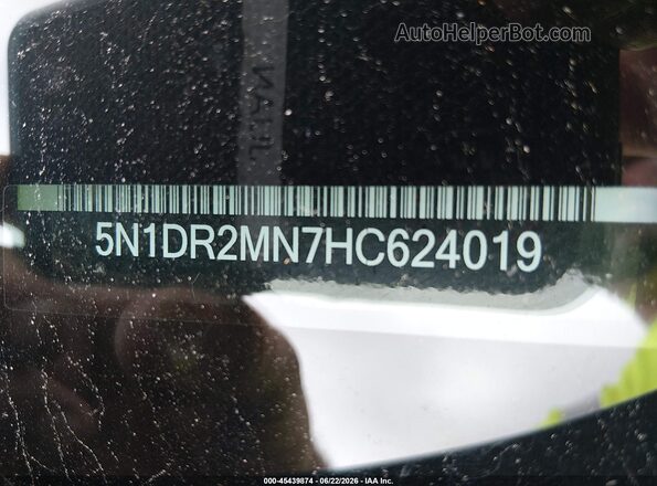 5N1DR2MN7HC624019 2017 NISSAN PATHFINDER Black Vista del compartimento del motor