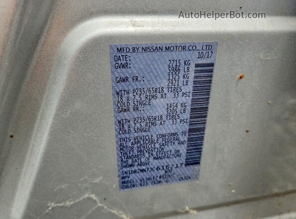 5N1DR2MN7JC616217 2018 NISSAN PATHFINDER Silver Вид підкапотного простору