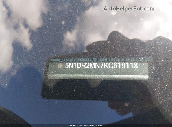 5N1DR2MN7KC619118 2019 NISSAN PATHFINDER Gray Շարժիչի բաժամունքի տեսք