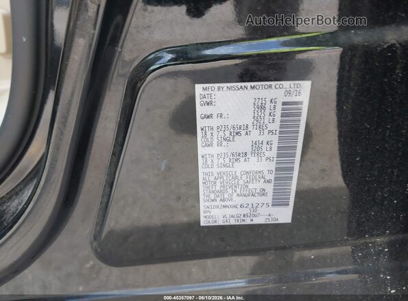 5N1DR2MNXHC621275 2017 NISSAN PATHFINDER Black Շարժիչի բաժամունքի տեսք