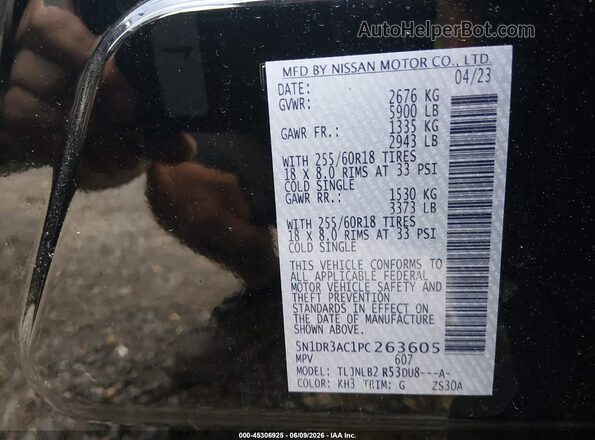 5N1DR3AC1PC263605 2023 NISSAN PATHFINDER Black Widok komory silnika