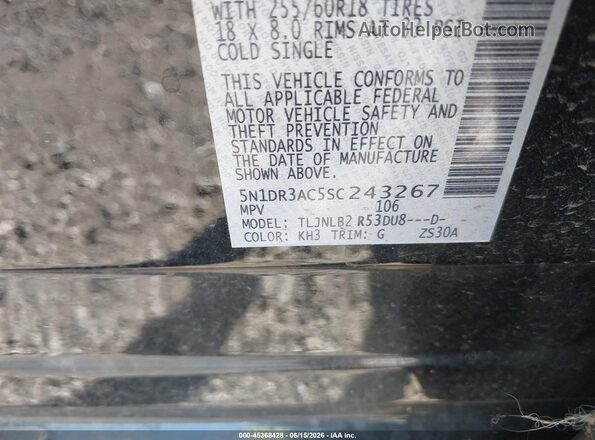5N1DR3AC5SC243267 2025 NISSAN PATHFINDER Black Շարժիչի բաժամունքի տեսք