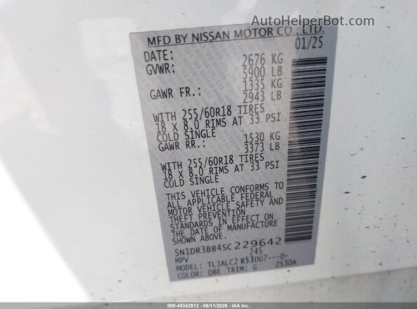 5N1DR3BB4SC229642 2025 NISSAN PATHFINDER White Շարժիչի բաժամունքի տեսք