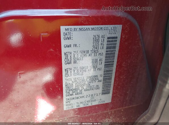 5N1DR3BC4PC228717 2023 NISSAN PATHFINDER Red Vista del compartimento del motor