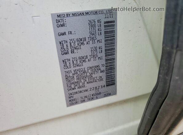 5N1DR3BCXNC228234 2022 NISSAN PATHFINDER White Engine compartment view