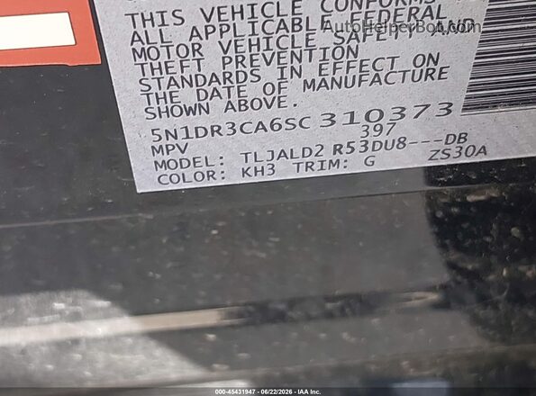 5N1DR3CA6SC310373 2025 NISSAN PATHFINDER Black Widok komory silnika