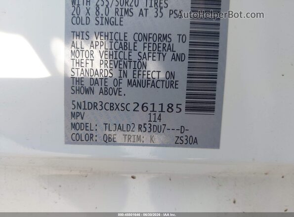 5N1DR3CBXSC261185 2025 NISSAN PATHFINDER White ძრავის განყოფილების ხედი