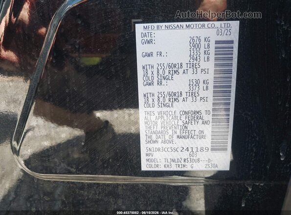 5N1DR3CC5SC241189 2025 NISSAN PATHFINDER Black Widok komory silnika