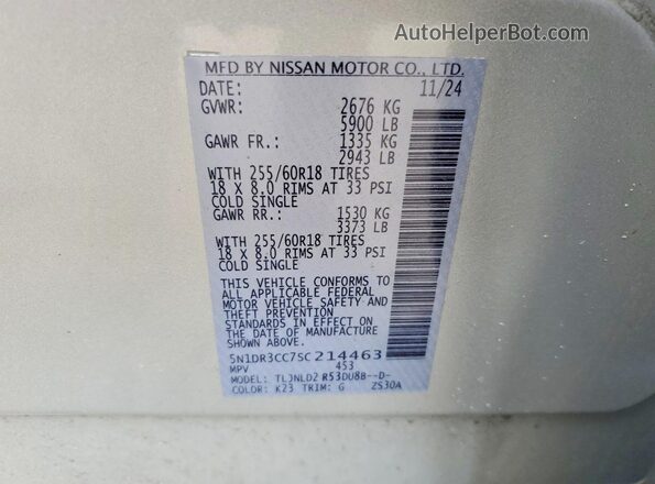 5N1DR3CC7SC214463 2025 NISSAN PATHFINDER Silver 