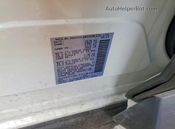 5N1DR3CC8RC312850 2024 NISSAN PATHFINDER White Vista de la etiqueta del VIN
