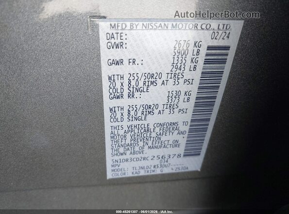 5N1DR3CD2RC256378 2024 NISSAN PATHFINDER Silver Widok komory silnika