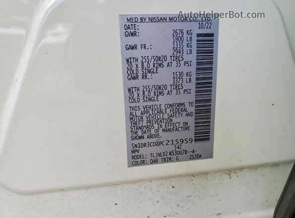 5N1DR3CD8PC215959 2023 NISSAN PATHFINDER White 360 interior view