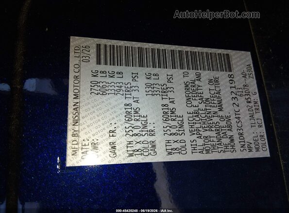 5N1DR3CS4TC232198 2026 NISSAN PATHFINDER Blue 
