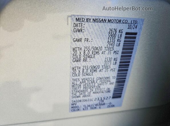 5N1DR3DG1SC211527 2025 NISSAN PATHFINDER Silver 