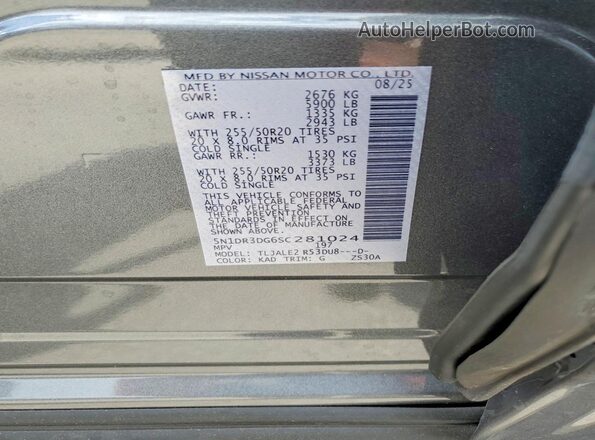 5N1DR3DG6SC281024 2025 NISSAN PATHFINDER Gray 