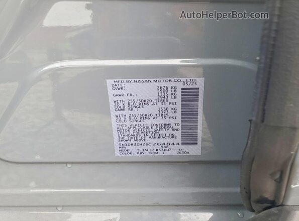 5N1DR3DH2SC264844 2025 NISSAN PATHFINDER Gray სალონის 360-გრადუსიანი ხედი