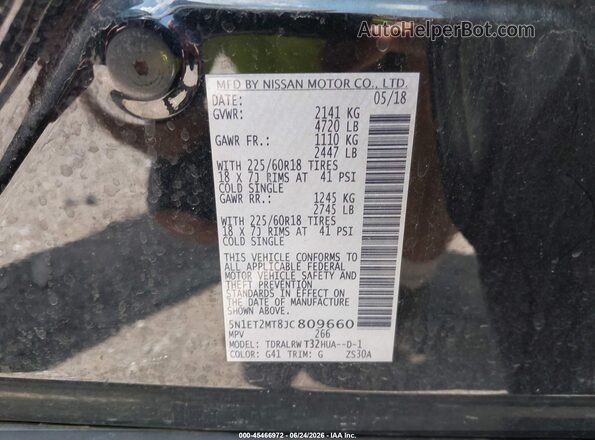 5N1ET2MT8JC809660 2018 NISSAN ROGUE HYBRID Black Vista del compartimento del motor