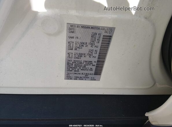 5N1ET2MV2HC828040 2017 NISSAN ROGUE HYBRID Белый Вид подкапотного пространства
