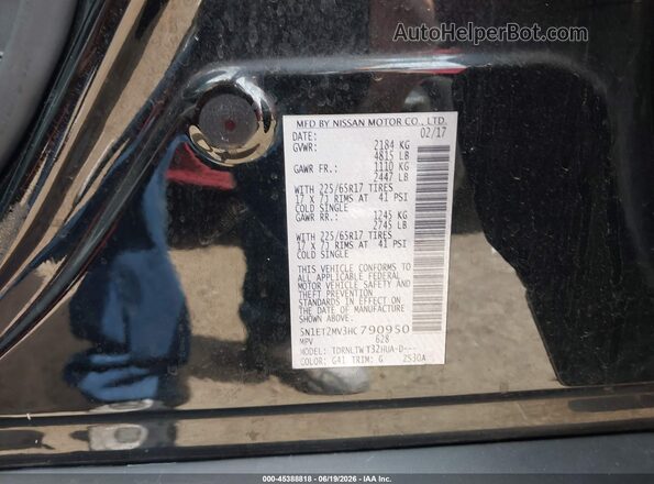 5N1ET2MV3HC790950 2017 NISSAN ROGUE HYBRID Black Vista del compartimento del motor