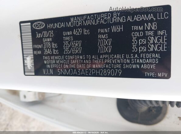 5NMJA3AE2PH289079 2023 HYUNDAI TUCSON White Engine compartment view