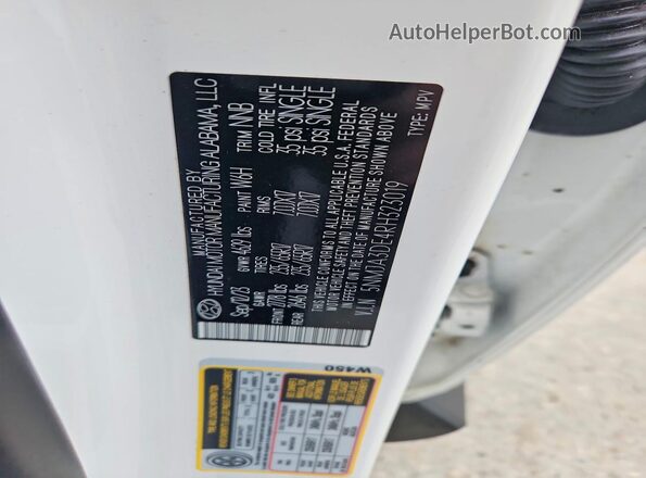 5NMJA3DE4RH323019 2024 HYUNDAI TUCSON White VIN კოდის სტიკერის ხედი