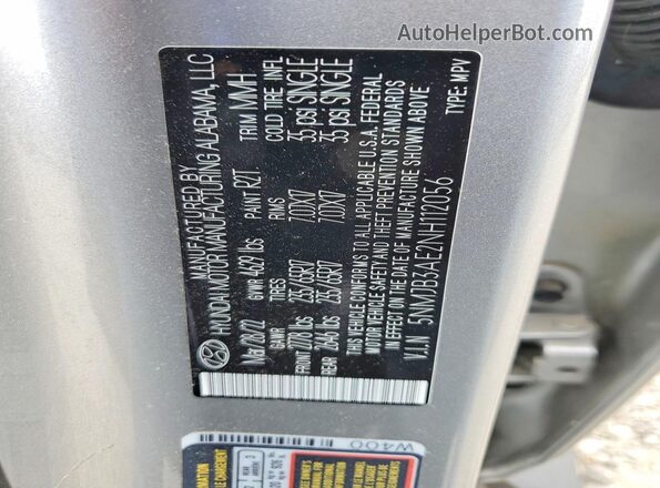 5NMJB3AE2NH112056 2022 HYUNDAI TUCSON Silver 