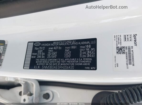 5NMJB3AE3PH206420 2023 HYUNDAI TUCSON White Engine compartment view