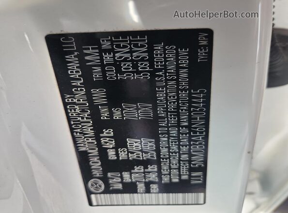 5NMJB3AE6NH034445 2022 HYUNDAI TUCSON Белый 