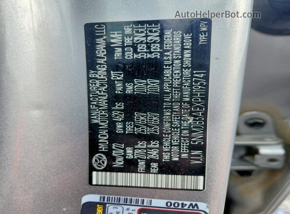 5NMJB3AEXPH195741 2023 HYUNDAI TUCSON Silver VIN sticker view