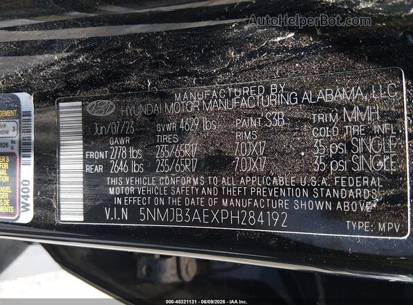 5NMJB3AEXPH284192 2023 HYUNDAI TUCSON Black ძრავის განყოფილების ხედი