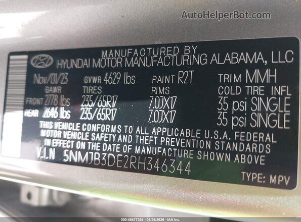5NMJB3DE2RH346344 2024 HYUNDAI TUCSON Серебряный Вид подкапотного пространства