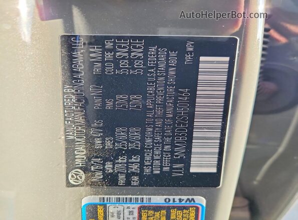 5NMJB3DE2SH501464 2025 HYUNDAI TUCSON Gray VIN կոդի պիտակի տեսք