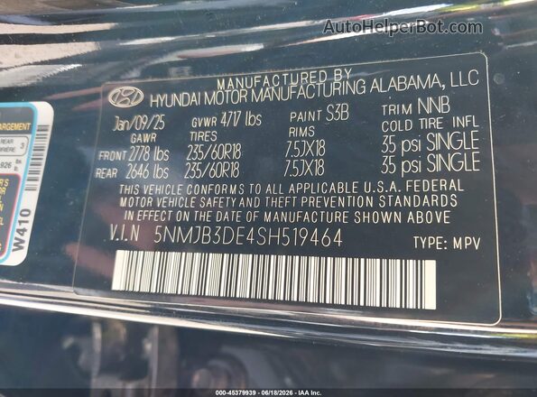 5NMJB3DE4SH519464 2025 HYUNDAI TUCSON Black Widok komory silnika
